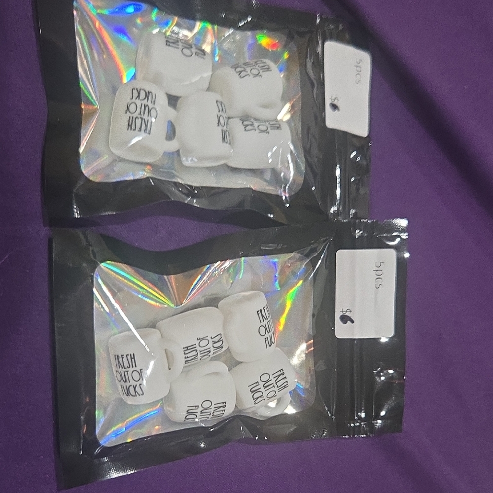 Fresh Out of Fucks White craft mgs for beadable pens..pack of 5 Mugs each bag
